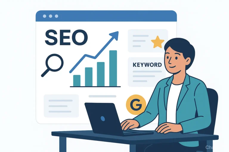 business professional working on SEO strategy